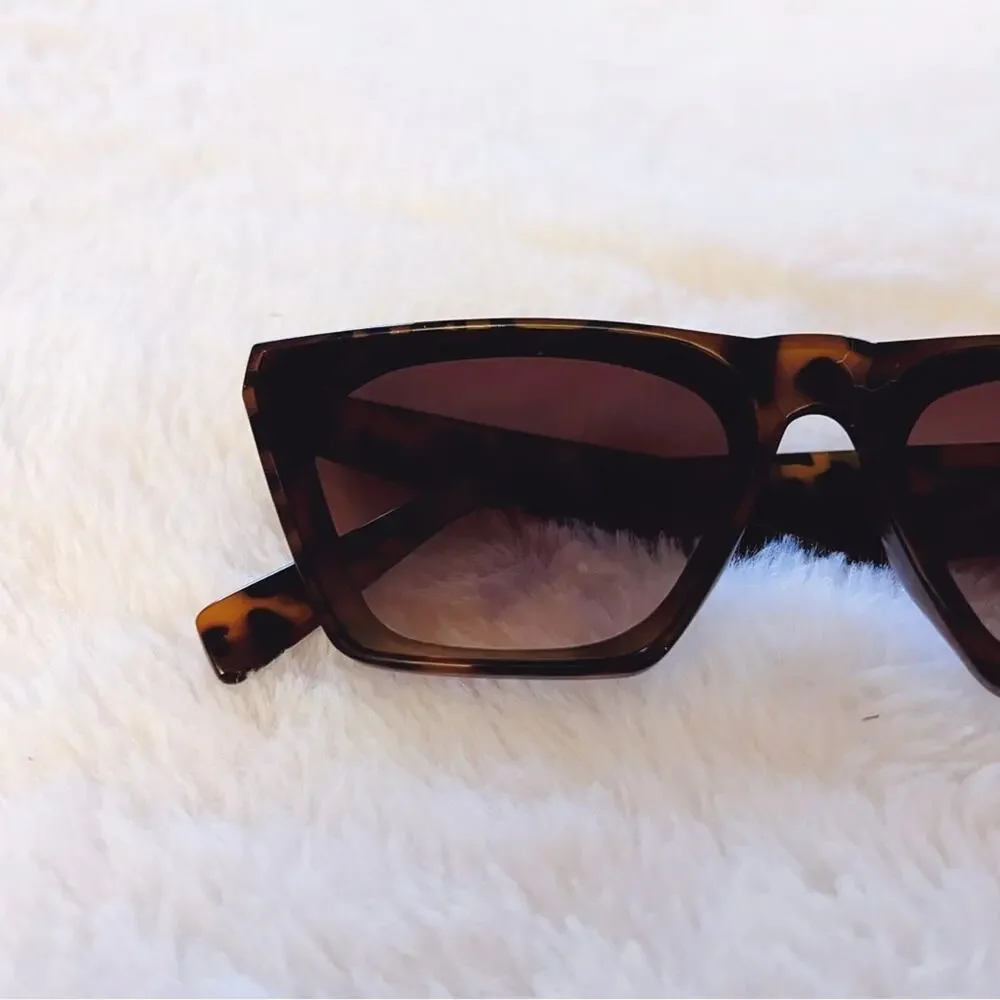 Lucy Tortoise Brown Sleek Square Frame Sunglasses